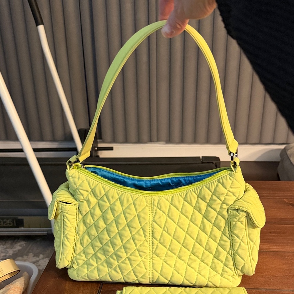 Vera Bradley Quilted Lime Green Shoulder Bag and Wallet - Picture 4 of 11